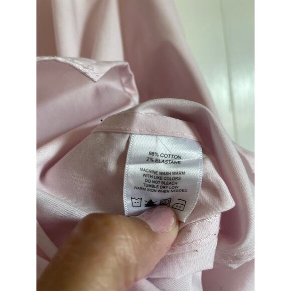 Foxcroft Taylor 3/4 Sleeve Non-Iron Stretch Shirt pink solid button up XXL - Picture 7 of 7